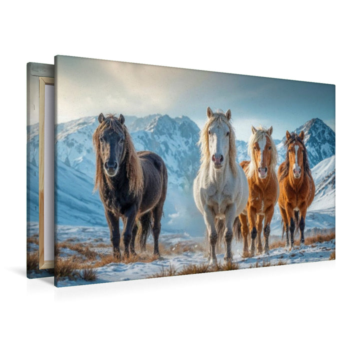 Premium Textil-Leinwand Gemeinsam in die kalte Jahreszeit