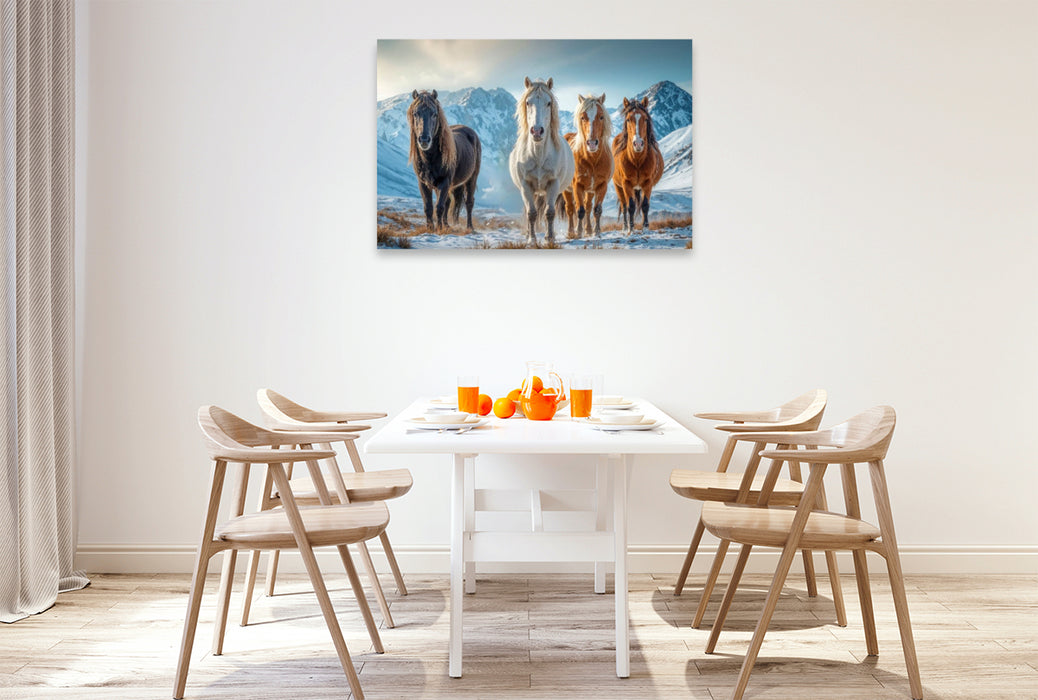 Premium Textil-Leinwand Gemeinsam in die kalte Jahreszeit