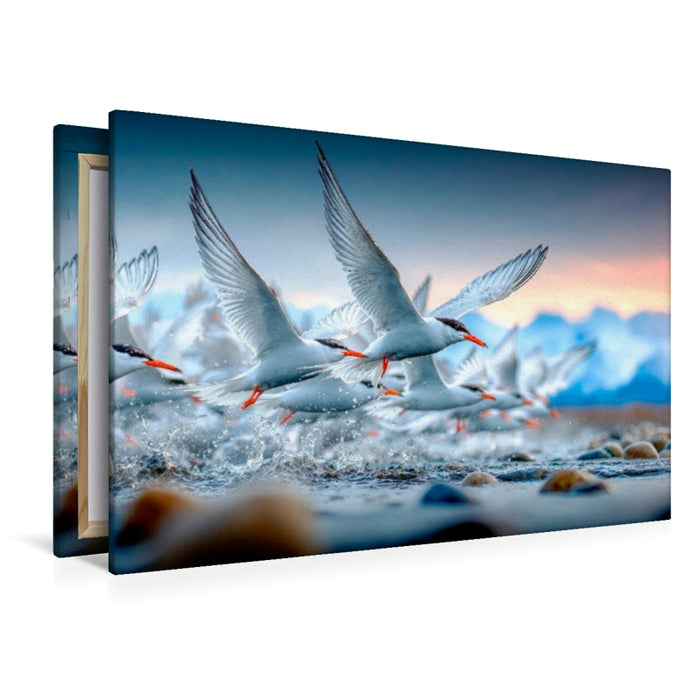 Premium Textil-Leinwand Flug an die Küste
