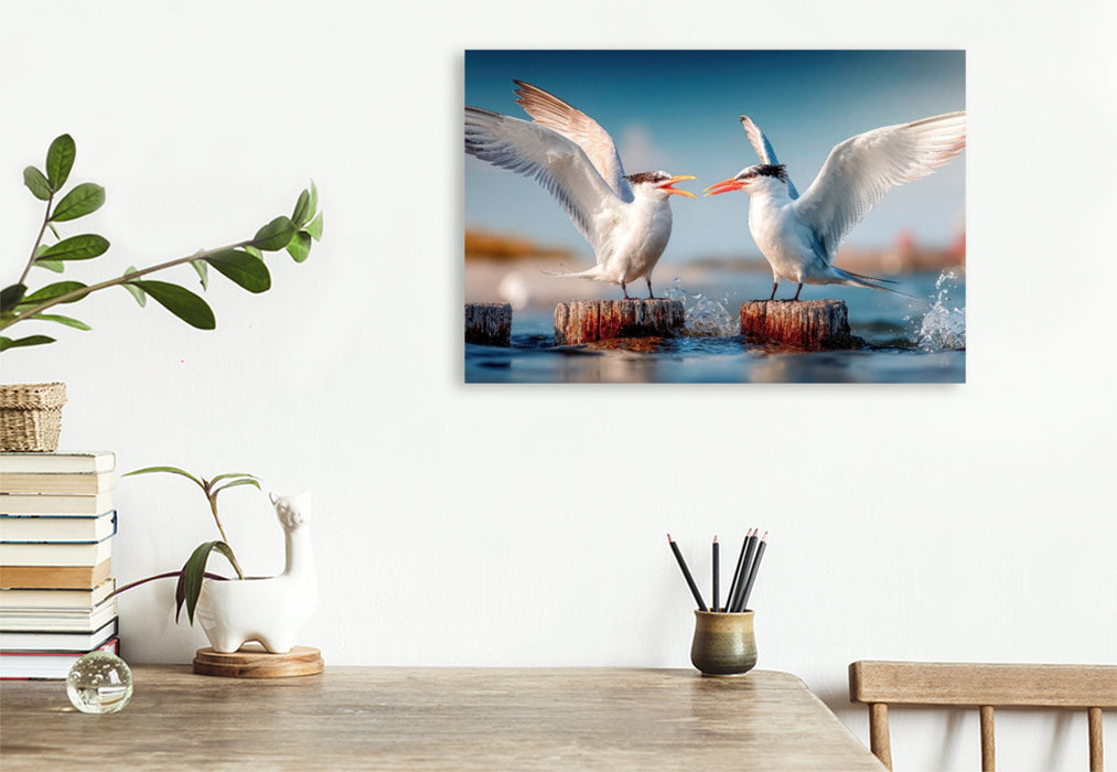 Premium Textil-Leinwand Seeschwalbengetratsche