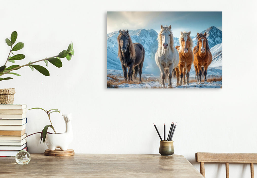 Premium Textil-Leinwand Gemeinsam in die kalte Jahreszeit