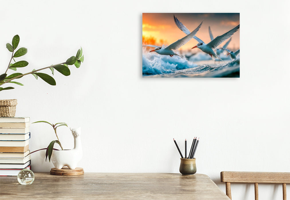 Premium Textil-Leinwand Ob sich hier die Fische fangen lassen