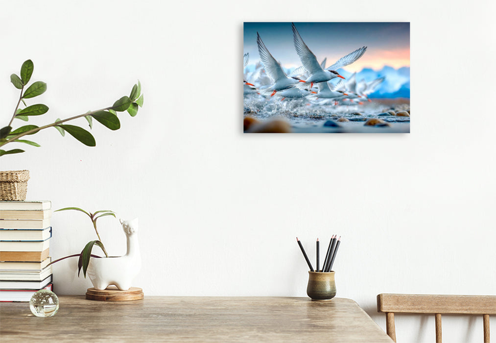 Premium Textil-Leinwand Flug an die Küste