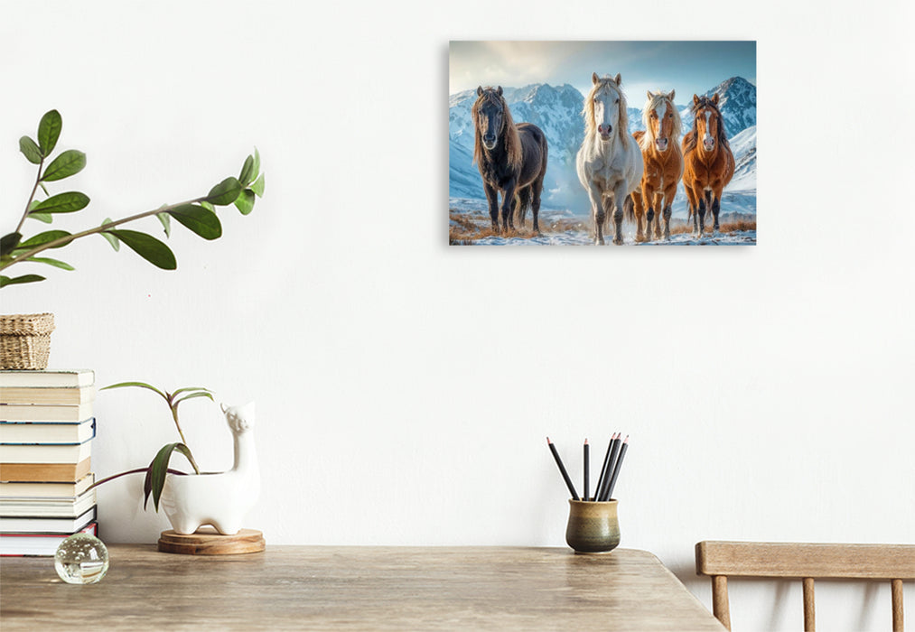 Premium Textil-Leinwand Gemeinsam in die kalte Jahreszeit