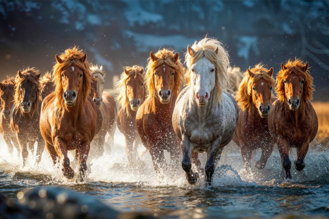 Premium Textil-Leinwand Mähnen fliegen im Sommerwind