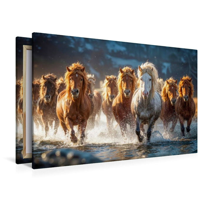 Premium Textil-Leinwand Mähnen fliegen im Sommerwind