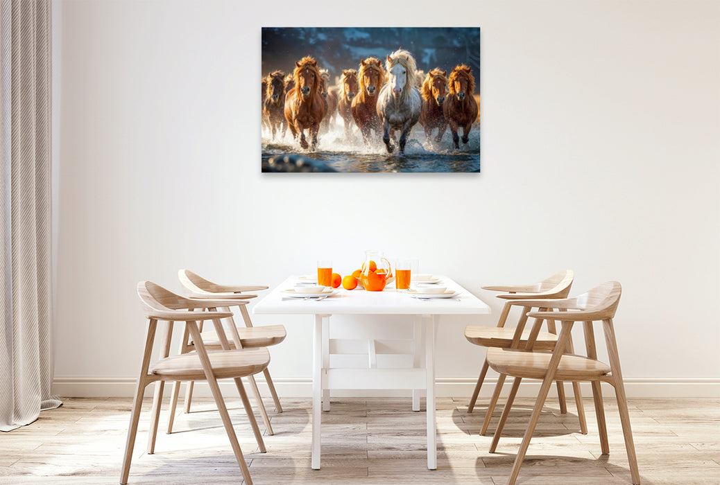 Premium Textil-Leinwand Mähnen fliegen im Sommerwind