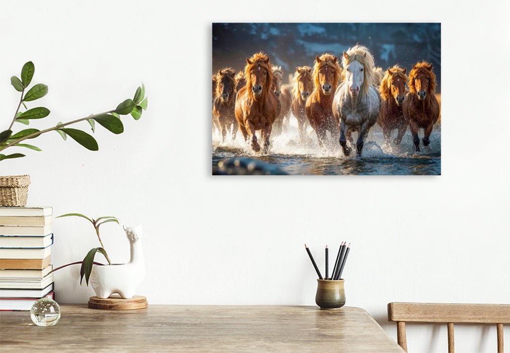 Premium Textil-Leinwand Mähnen fliegen im Sommerwind