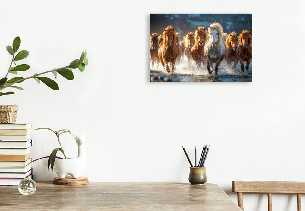 Premium Textil-Leinwand Mähnen fliegen im Sommerwind