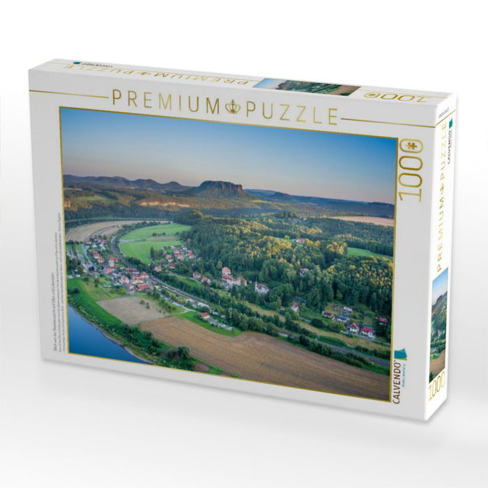Blick von der Basteiaussicht auf Elbe und Lilienstein - CALVENDO Foto-Puzzle'