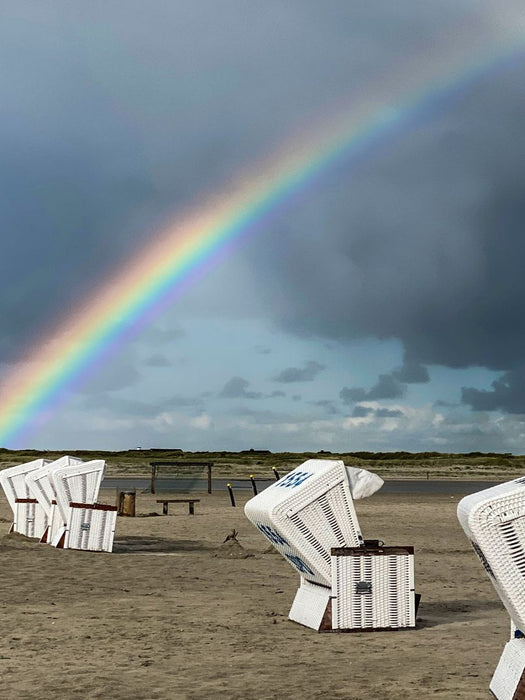 Regenbogen nach Gewitterstimmung am Strand von Sankt Peter-Ording - CALVENDO Foto-Puzzle'