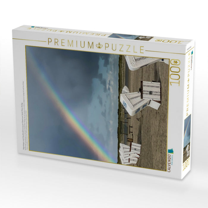 Regenbogen nach Gewitterstimmung am Strand von Sankt Peter-Ording - CALVENDO Foto-Puzzle'