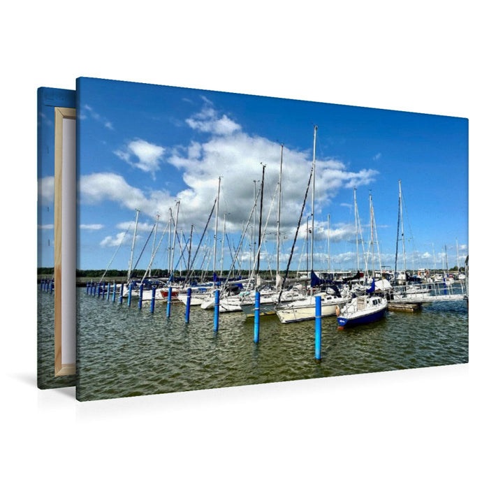 Premium Textil-Leinwand Hafen Ribnitz-Damgarten