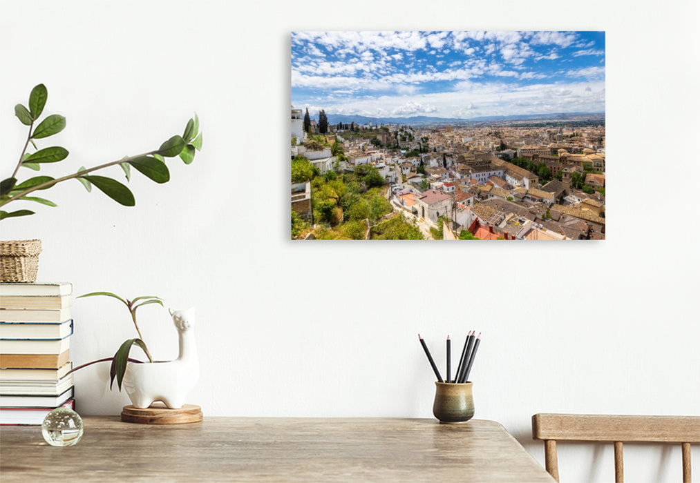 Premium Textil-Leinwand Der Blick auf die Altstadt Granada