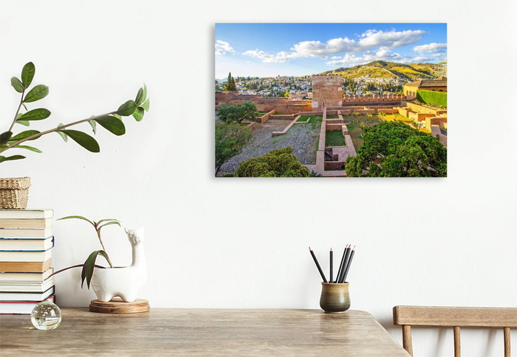 Premium Textil-Leinwand Schöner Panoramablick von der Alhambra