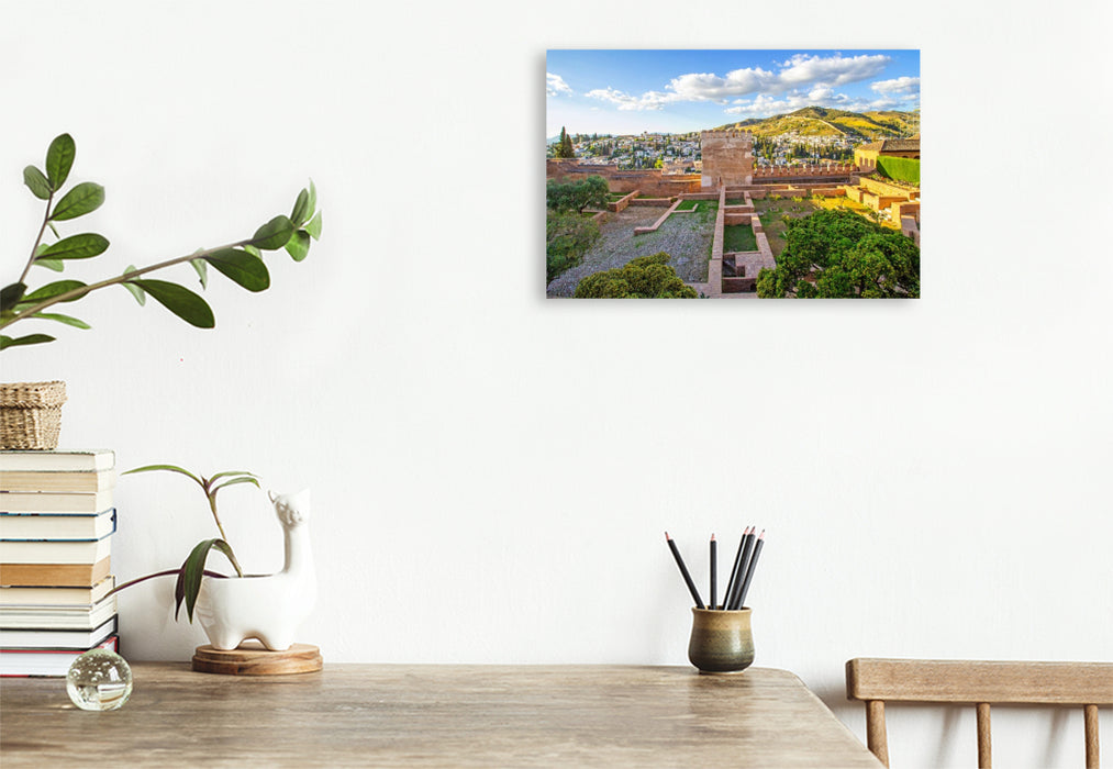 Premium Textil-Leinwand Schöner Panoramablick von der Alhambra