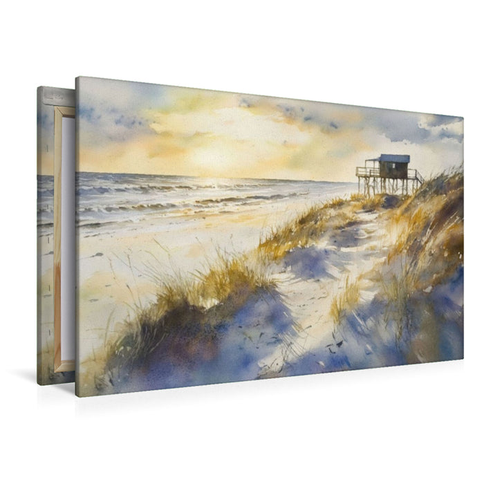 Premium Textil-Leinwand Sonnenaufgang am Meer