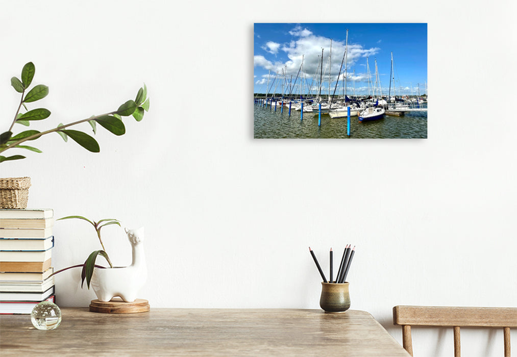 Premium Textil-Leinwand Hafen Ribnitz-Damgarten