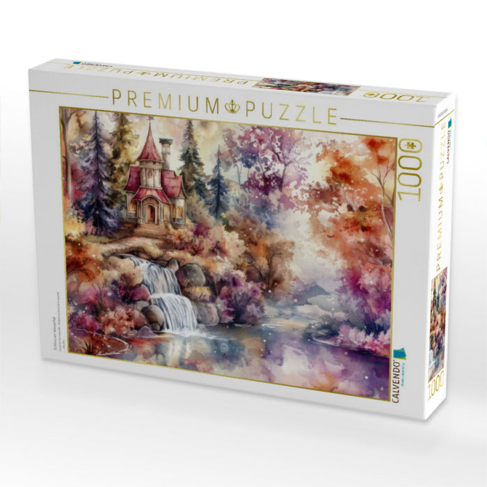 Schloss am Wasserfall - CALVENDO Foto-Puzzle'