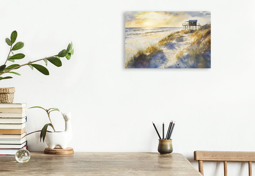 Premium Textil-Leinwand Sonnenaufgang am Meer