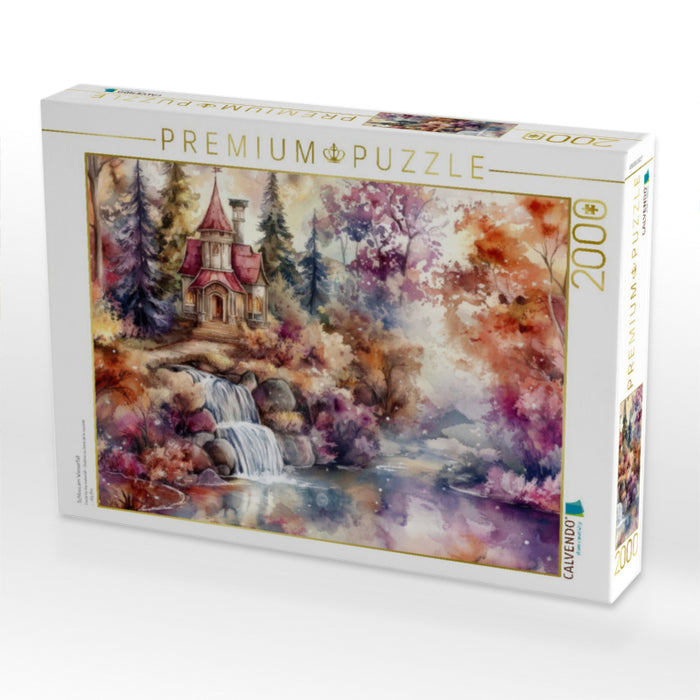 Schloss am Wasserfall - CALVENDO Foto-Puzzle'