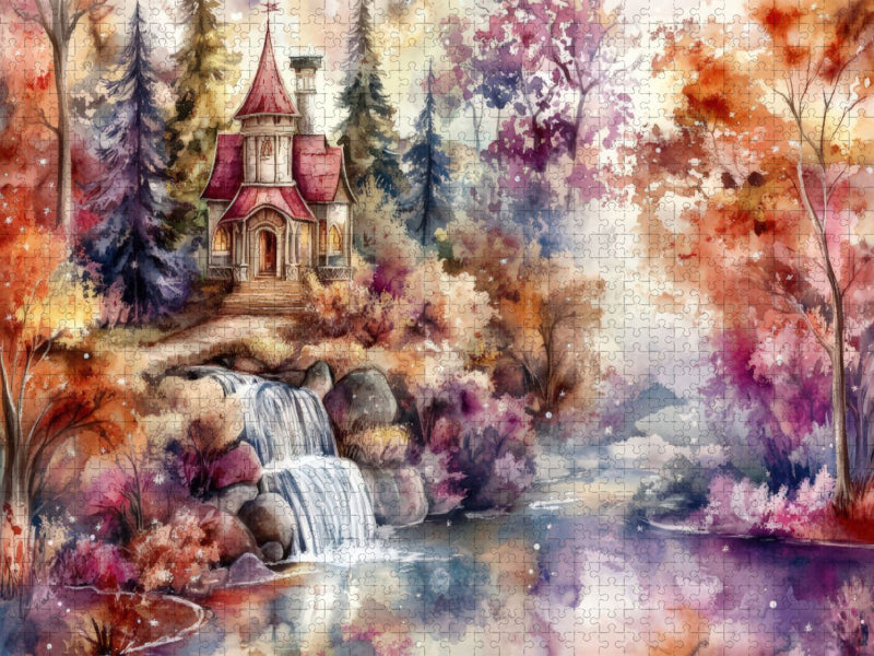 Schloss am Wasserfall - CALVENDO Foto-Puzzle'