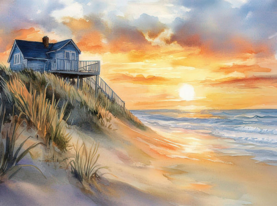 Sonnenuntergang am Strabdhaus - CALVENDO Foto-Puzzle'