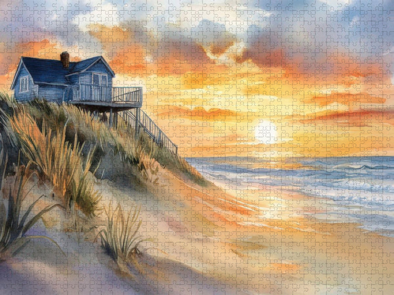 Sonnenuntergang am Strabdhaus - CALVENDO Foto-Puzzle'