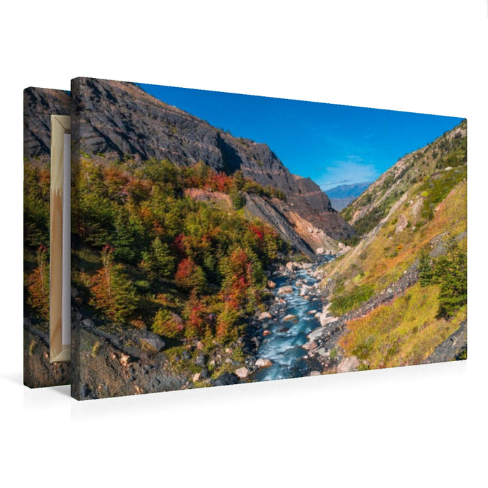 Premium Textil-Leinwand Torres del Paine Nationalpark, Gebirgsbach