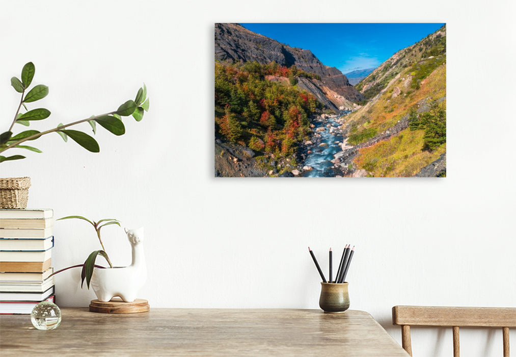 Premium Textil-Leinwand Torres del Paine Nationalpark, Gebirgsbach