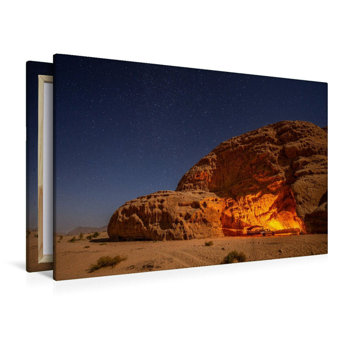 Premium Textil-Leinwand Tausend Sterne über der Wüste: Magie im Wadi Rum