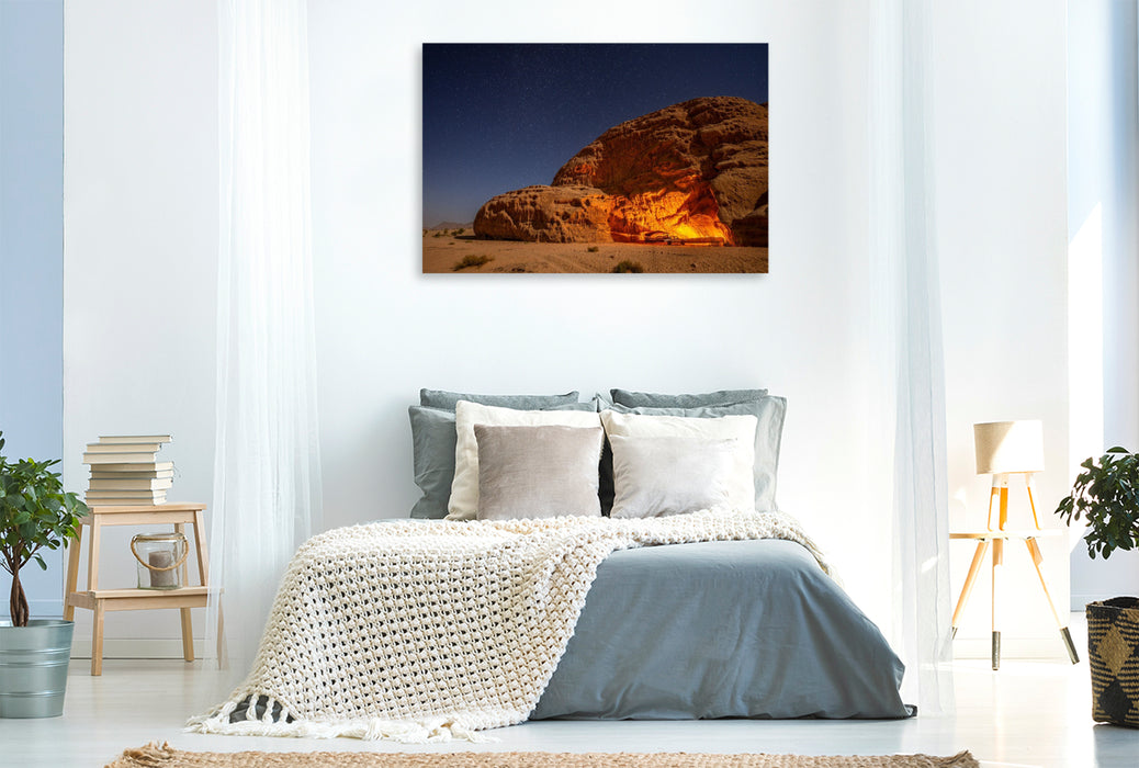 Premium Textil-Leinwand Tausend Sterne über der Wüste: Magie im Wadi Rum
