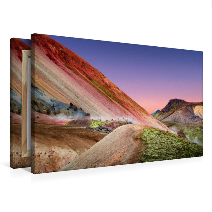 Premium Textil-Leinwand Island, Landmannalaugar: Regenbogenberge