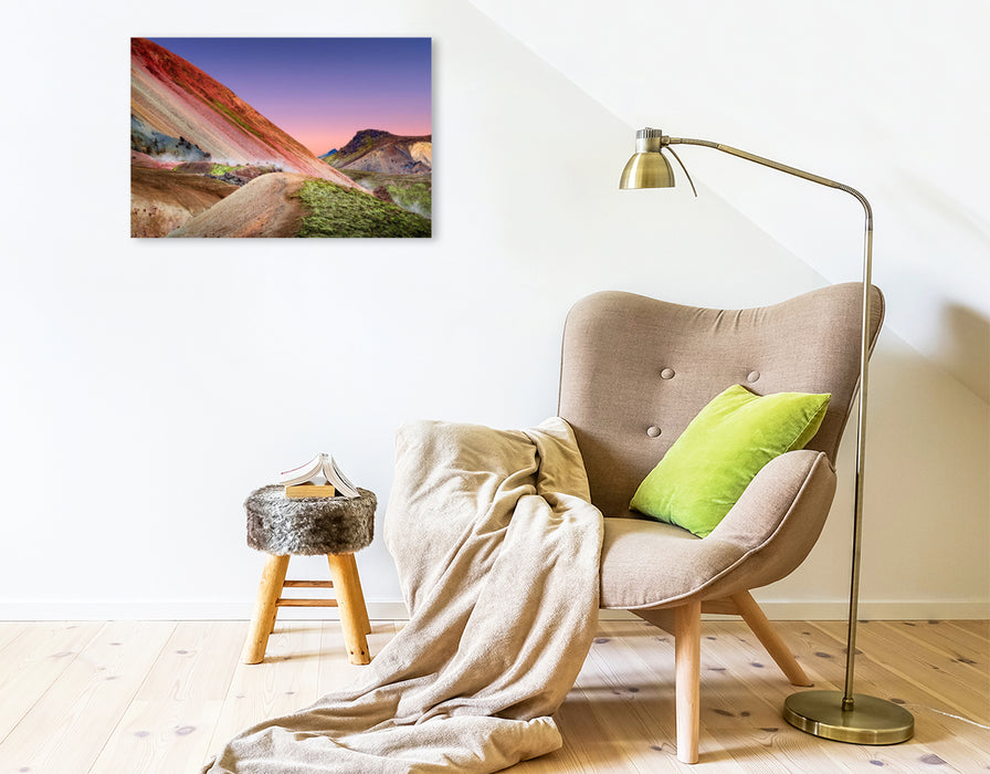 Premium Textil-Leinwand Island, Landmannalaugar: Regenbogenberge