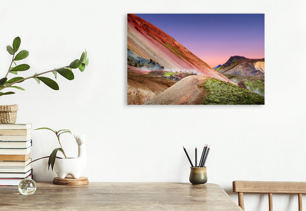 Premium Textil-Leinwand Island, Landmannalaugar: Regenbogenberge