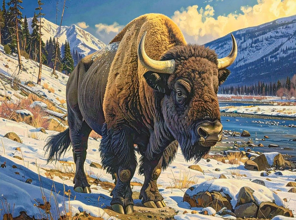 Das Wisent (Bos bonasus) ist das größte Landsäugetier Europas. Es ist knapp einer totalen Ausrottung entgangen. - CALVENDO Foto-Puzzle'