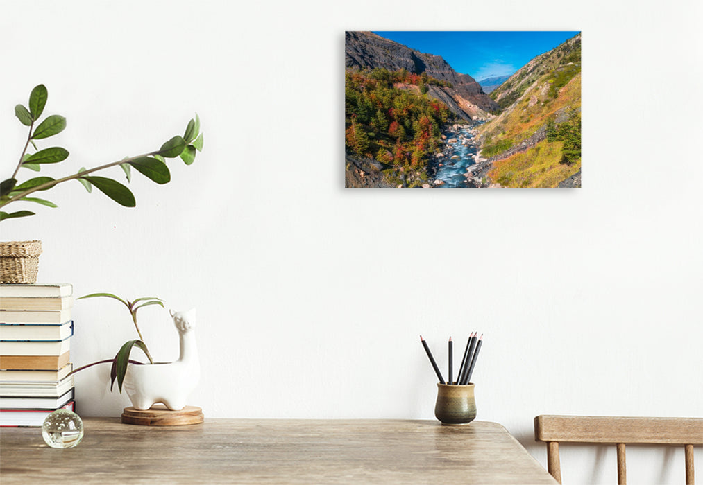 Premium Textil-Leinwand Torres del Paine Nationalpark, Gebirgsbach