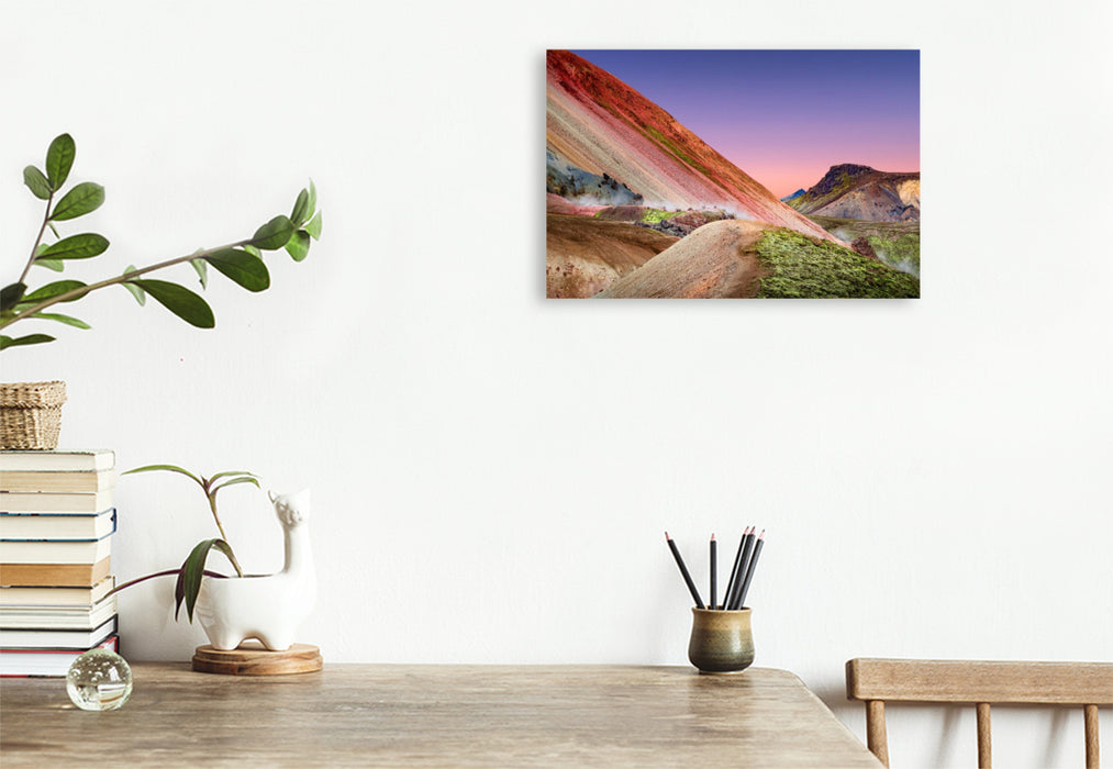 Premium Textil-Leinwand Island, Landmannalaugar: Regenbogenberge