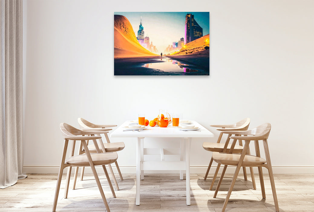 Premium Textil-Leinwand Sanddünen verschlingen schon die Vorstädte.