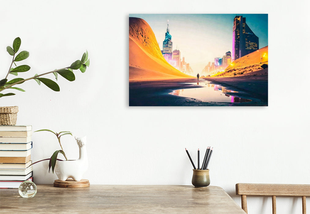 Premium Textil-Leinwand Sanddünen verschlingen schon die Vorstädte.