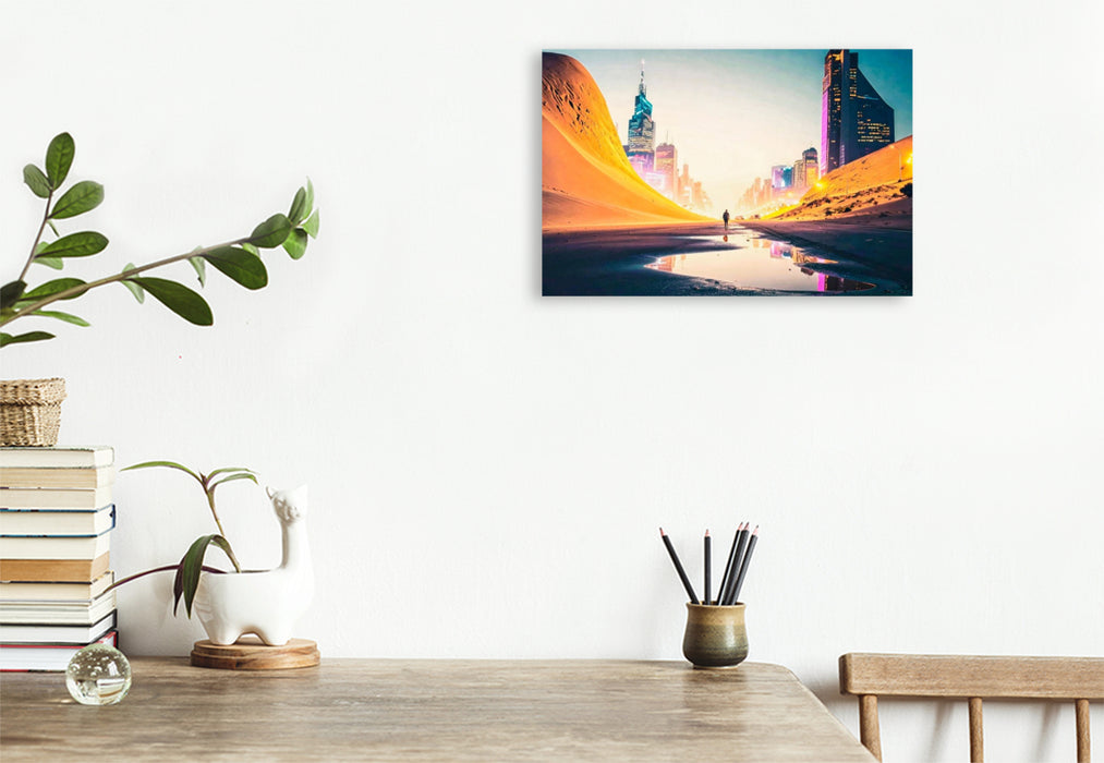 Premium Textil-Leinwand Sanddünen verschlingen schon die Vorstädte.