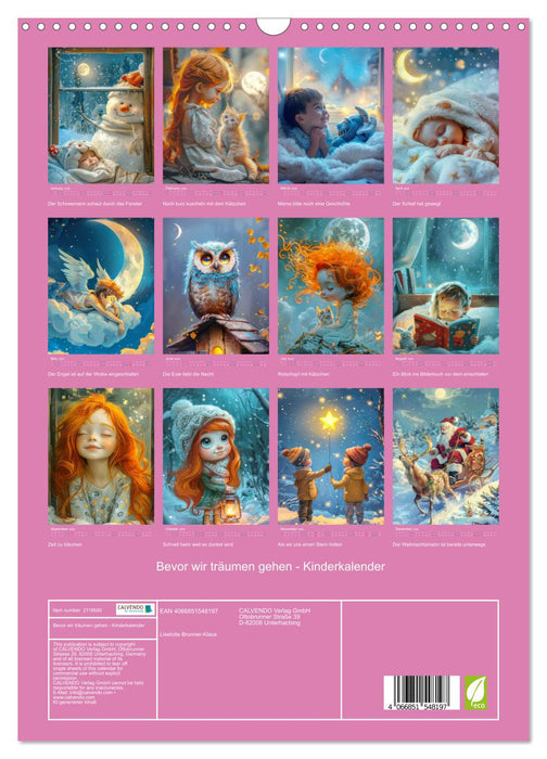 Before we go dreaming - Children's calendar (CALVENDO Monthly Calendar 2026)