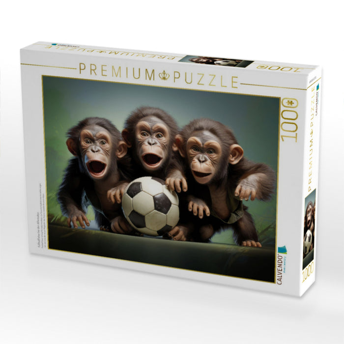 Fußballfieber bei den Affenbabys - CALVENDO Foto-Puzzle'