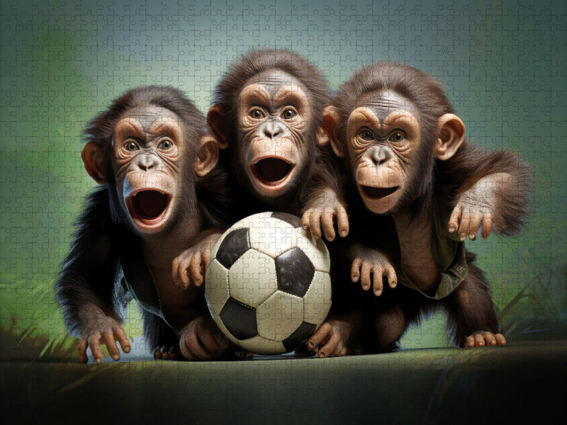 Fußballfieber bei den Affenbabys - CALVENDO Foto-Puzzle'
