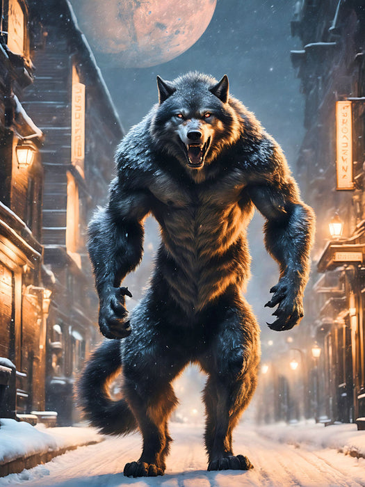 Werwolf auf der Pirsch bei Vollmond - CALVENDO Foto-Puzzle'