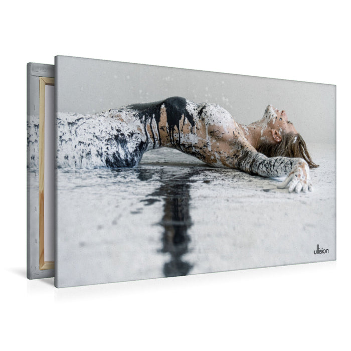 Premium Textil-Leinwand Schwarzweiß - Fluide