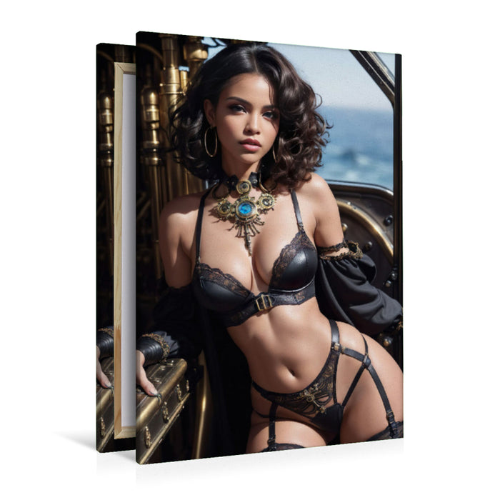 Premium Textil-Leinwand Sexy Steampunk Girl Elara Moonshadow