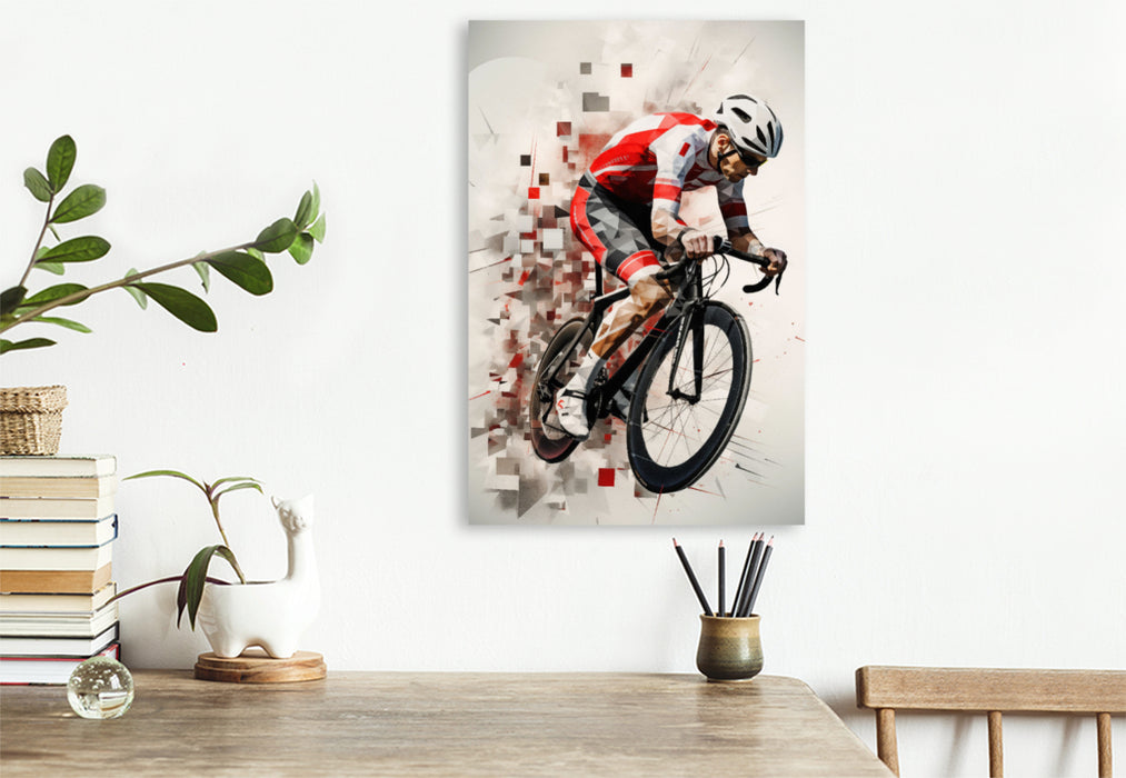 rennrad bilder auf leinwand Premium Textil-Leinwand Rote Leidenschaft: Abstrakte Rennradenergie in — calvendoverlag