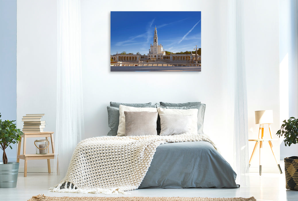 Premium Textil-Leinwand Die monumentale Rosenkranzbasilika in Fatima