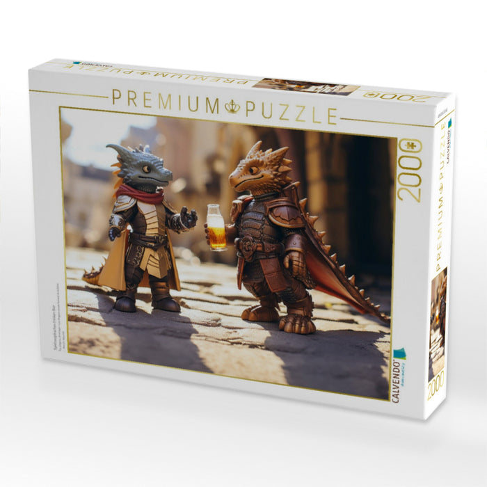 Spielzeugdrachen trinken Bier - CALVENDO Foto-Puzzle'